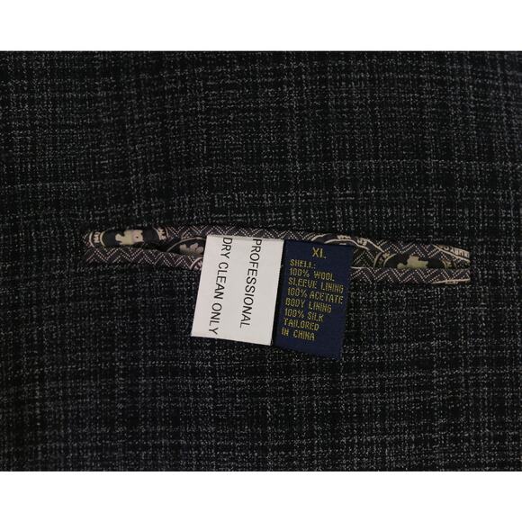 Nat Nast Gray Black Woven Peak Lapel Patch Pocket Wool Blazer Jacket 42R - Picture 9 of 9